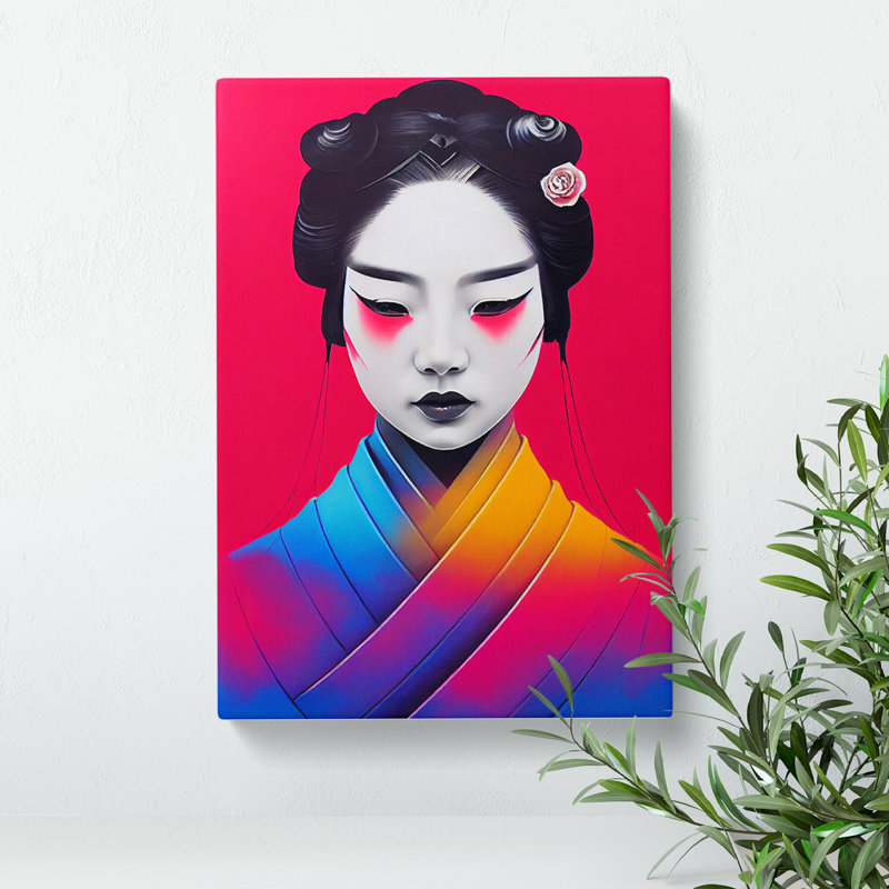 Neon Geisha - Wrapped Canvas, 76cm H x 50cm W x 3cm D