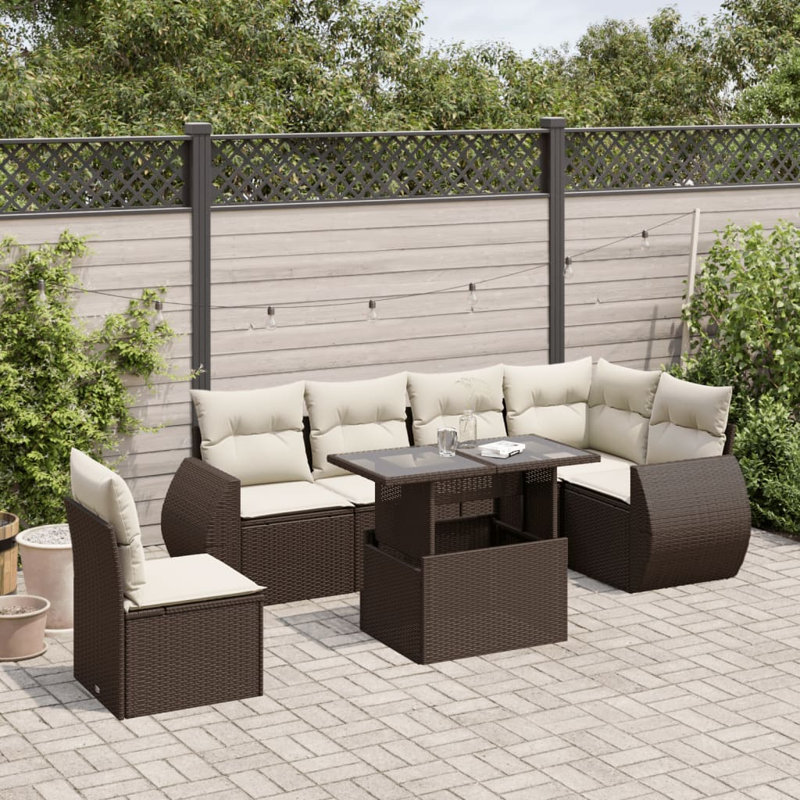 Vidaxl Garden Sofa Set  PE Rattan 7 Piece Modular Garden Sofa Set