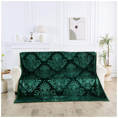 Arvelle Weighted Damask Blanket with Fringe