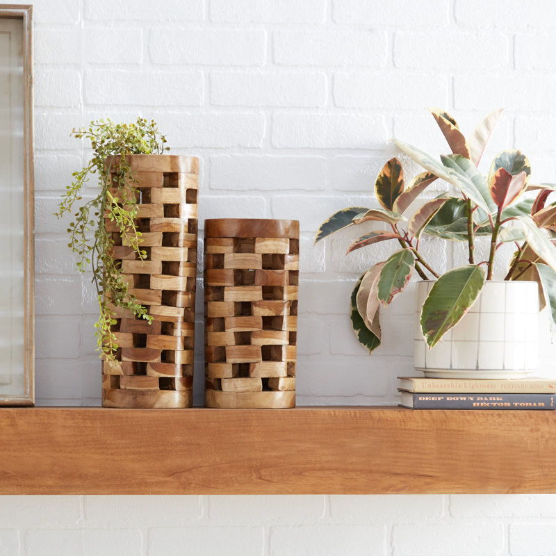 Thalia 15.85'' Handmade Solid Wood Table Vase