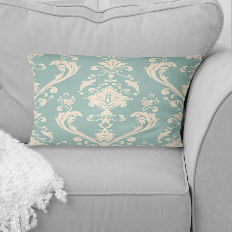 Motif lombaire rétro damassé vert rose II