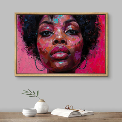 «Hot Pink», Portrait d'une jeune fille afro-américaine, impression sur toile encadrée