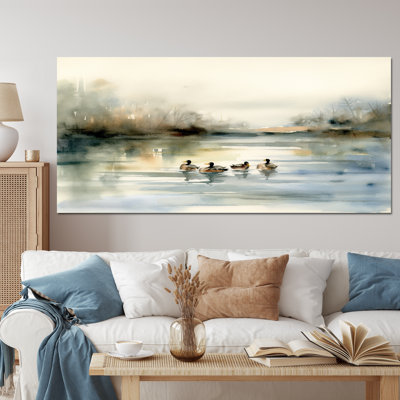 Ducks in Pond II - Duck Canvas Wall Art