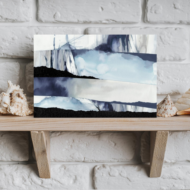 Layers of Storm and Ice II, art mural contemporain abstrait, H 12 po x l 18 po