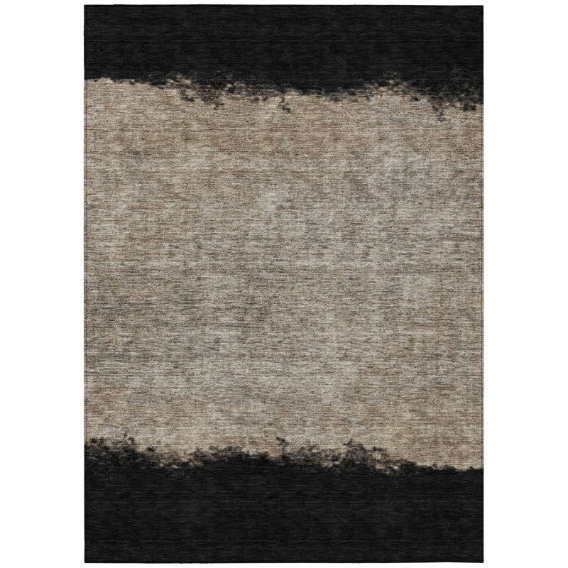 Tapis rayé intérieur / extérieur lavable à la machine Husby ACN2214, Rectangle 5 pi x 7 pi 6 po