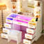Adriel 43.3"W Makeup Vanity Desk With Lights, See-Through Desktop, Power Outlet