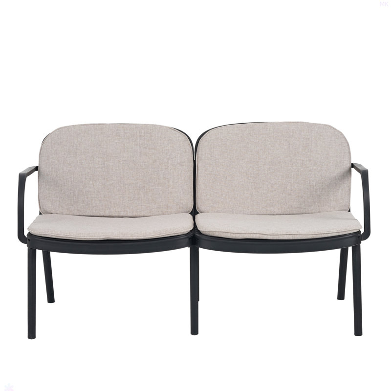 Causeuse d'extérieur PP, Coussin beige, structure noire