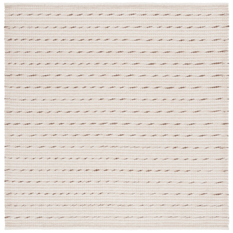 Jameya Flat Weave Wool/Cotton Rug in Ivory/Beige, Square 6'