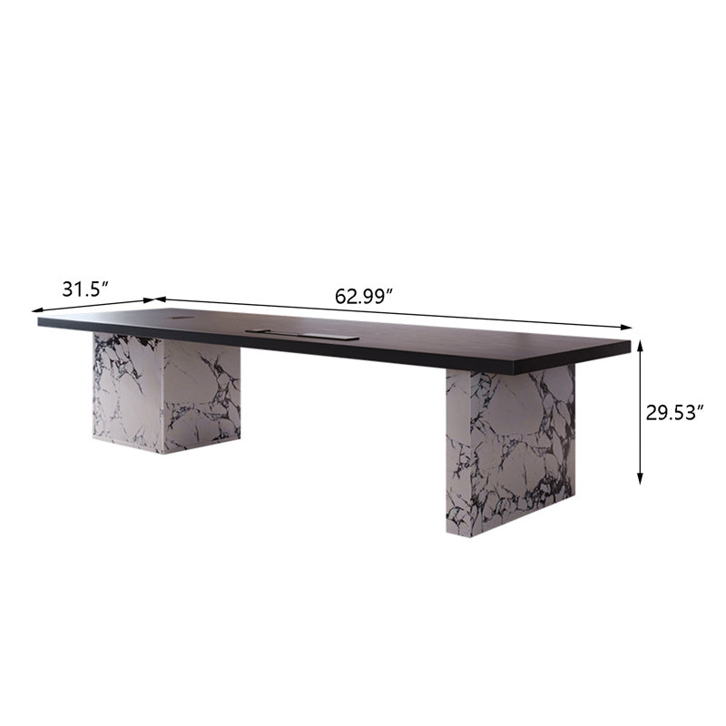 Simple and Modern Rectangular Solid Wood Office Desk and Chair Set., 29.53" H x 62.99" W x 31.5" D