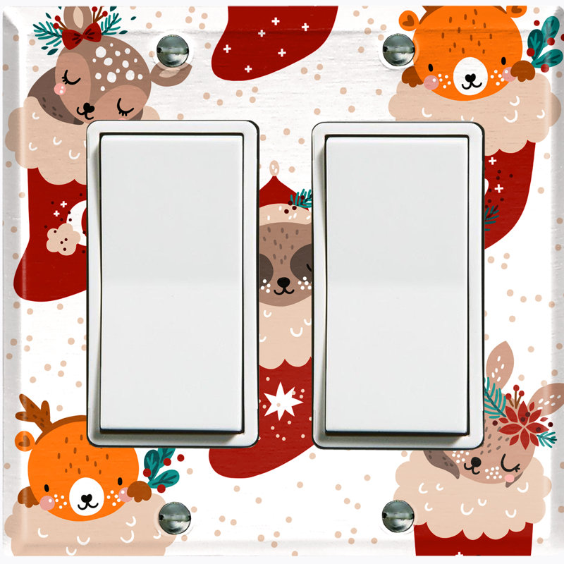 Plaque murale à bascule de Noël avec 2 animaux