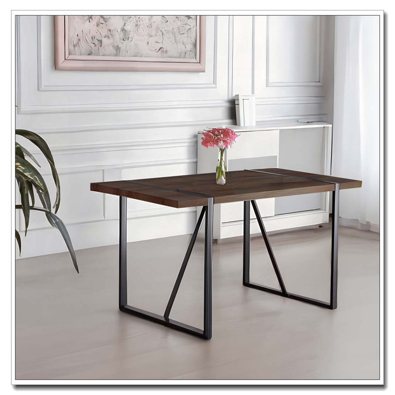 Industrial Rectangular Dining Table, Walnut