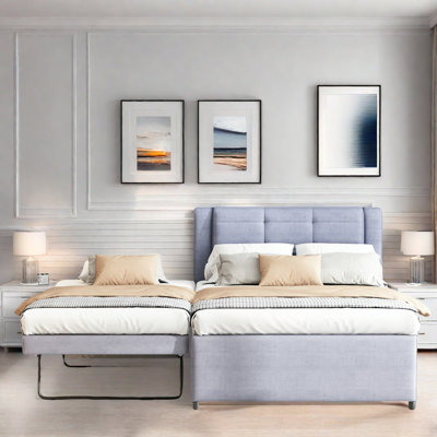 Upholstery Platform Bed With Multifunctional Trundle by Latitude Run