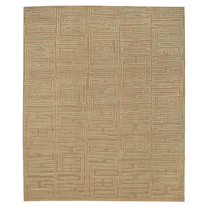 Tiki Geometric Area Rug in Beige/Brown, Rectangle 8' x 10'