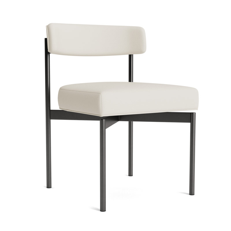 Remy Upholstered Dining Chair, Greenwich Performance Leather - Cream, Pewter
