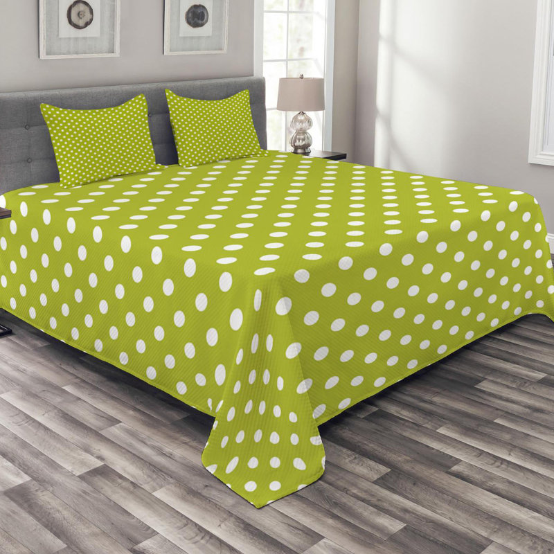 Modern & Contemporary Polyester Dots Coverlet, King Coverlet + 2 Shams