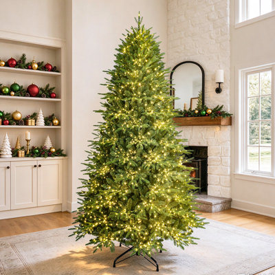 Pre Lit Multicolor LED Green Conical Artificial Christmas Tree