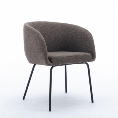 Set of 1 Boucle Fabric Dining Chair