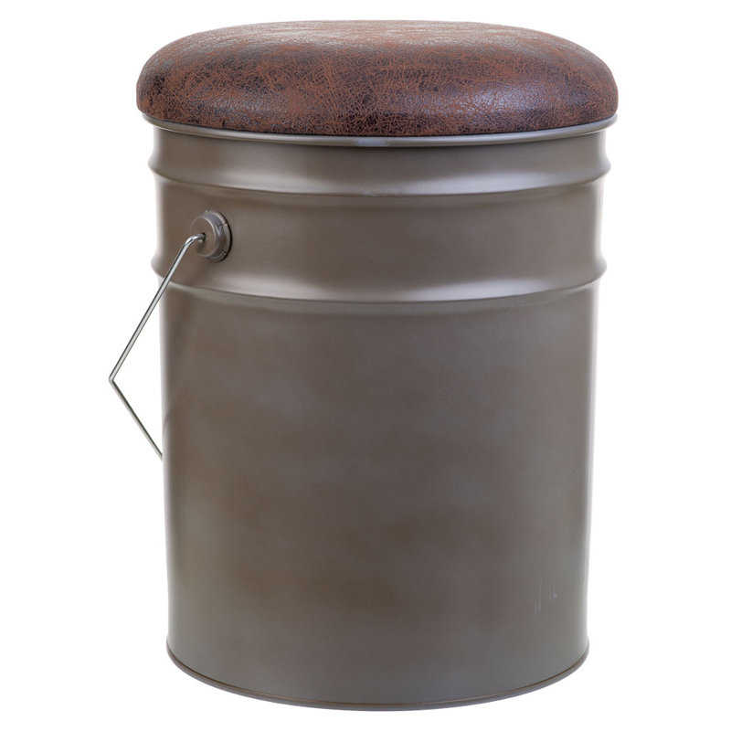 Adely 31cm Wide Faux Leather Tufted Cylinder No Pattern Cube Ottoman