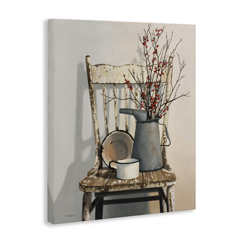 Vintage Rustic Things Neutral Painting Oversized Stretched Canvas Wall Art by Cecile Baird, 30" H x 24" W