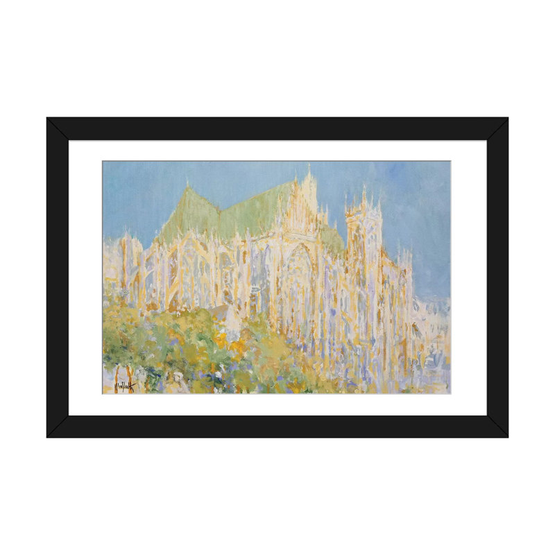 « cathedral iii », reproduction sur toile, H 24 po x l 32 po x P 1 po, Papier d'art encadré noir, Blanc