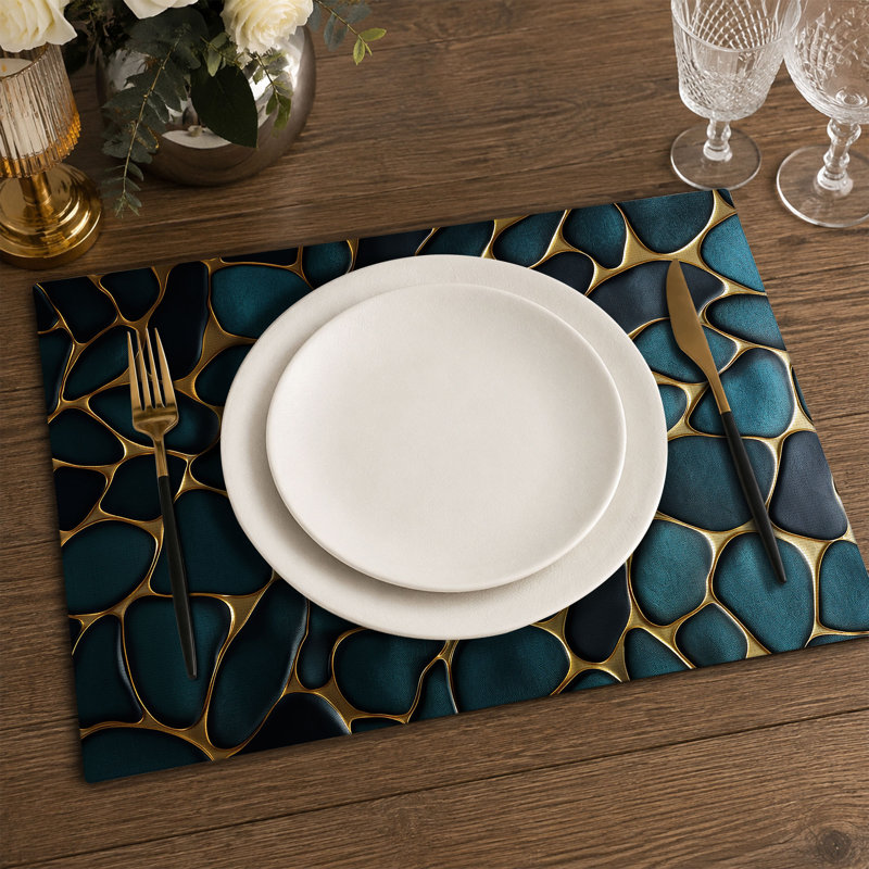 4-Piece Polyester Rectangle Dining Table Placemat