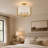 Naida 3-Light Semi-Flush Mount Ceiling Light with Fabric Shade and Gold Finish