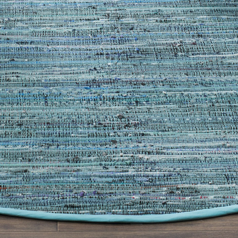 Fales Rag Rug Hand Woven Cotton Striped Rug, Round 6'