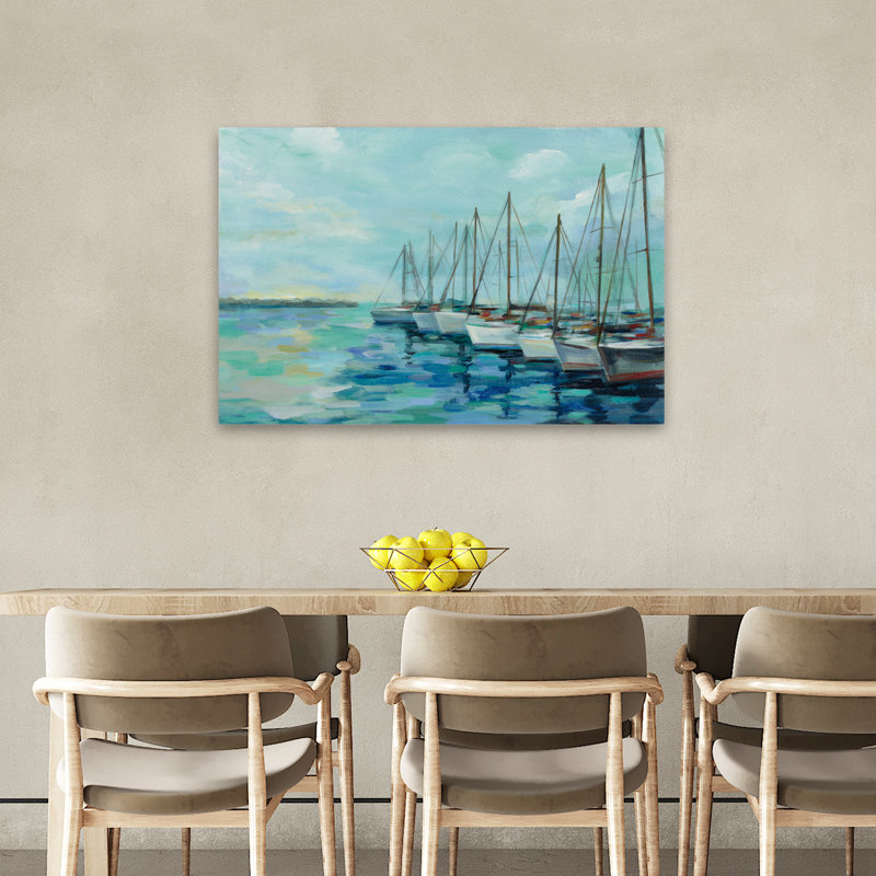 Brise-lames et bateaux - bateaux bleu vert côtier, H 36 po x l 24 po