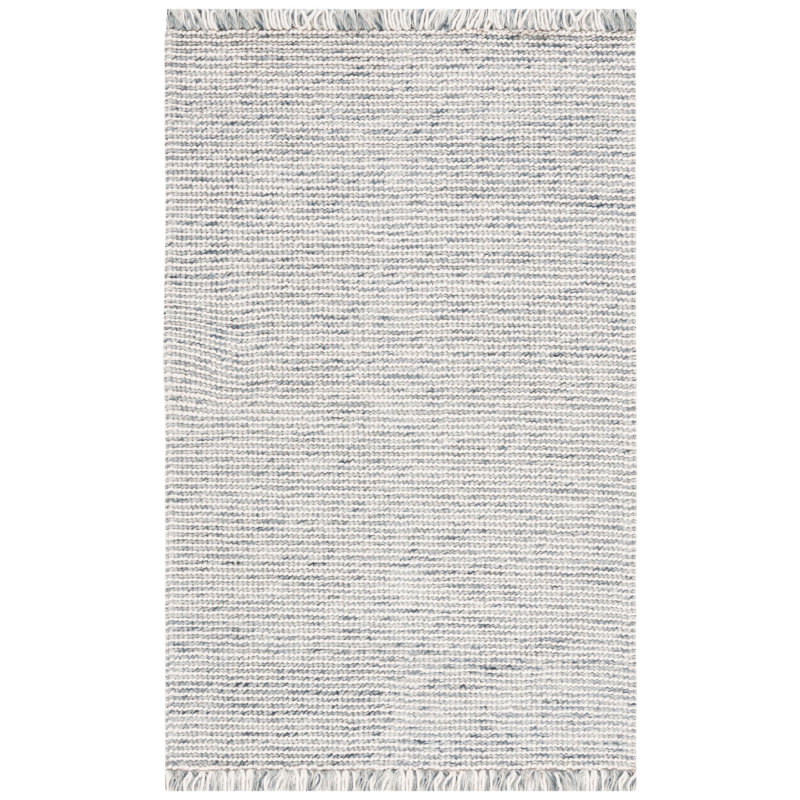 Bouzoun Flat Weave Wool/Cotton Rug in Black/White, Rectangle 5' x 8'