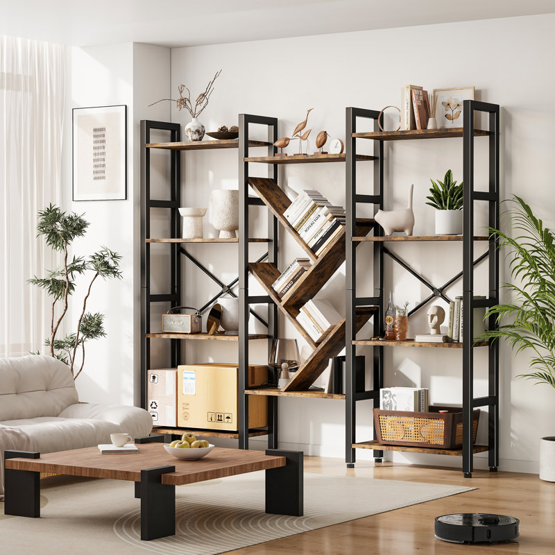 Étagère à livres sur tablettes à 5 niveaux avec l 70,9 "x H 70", (4 tablettes) H 55 po x l 60 po x P 9,4 po