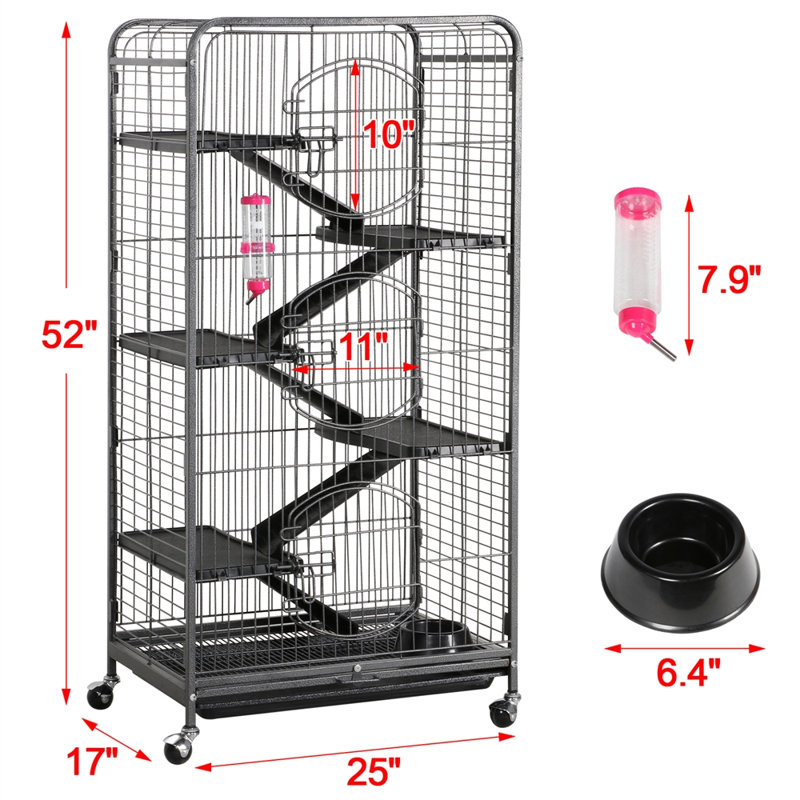 Glisson Weather Resistant Small Animal Cage, Super (52" H x 25" W x 17" L), Black