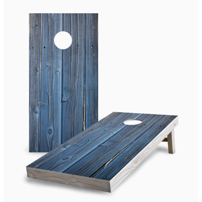 Blue Wood Corn Hole Board Set With LED Lights
