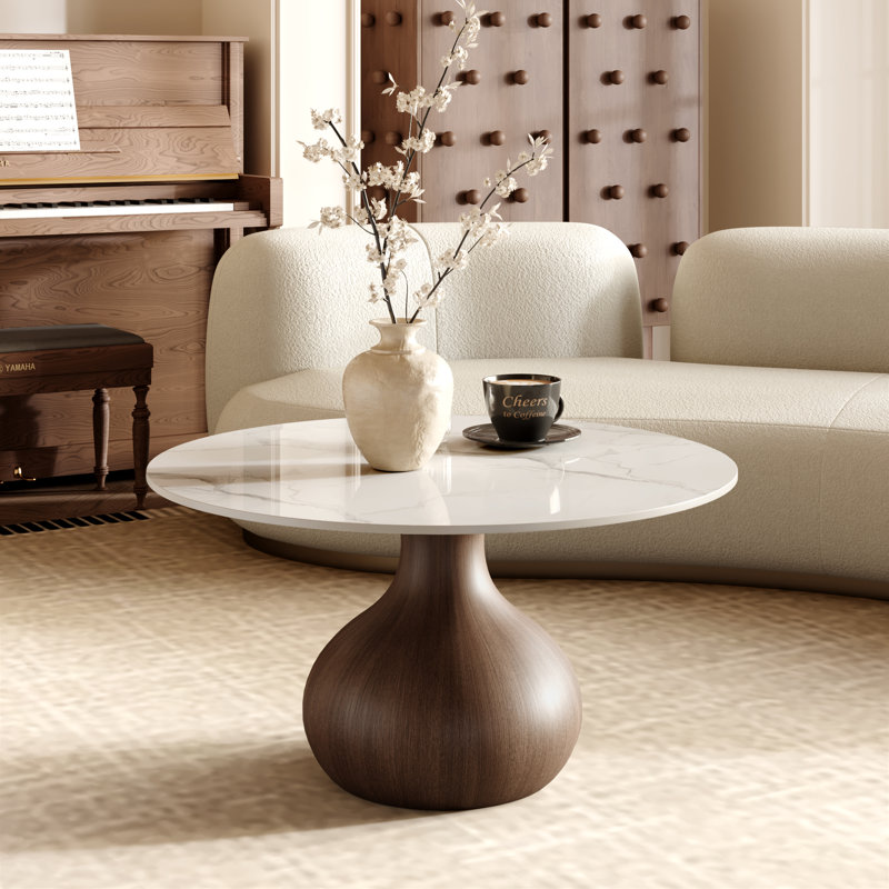 Table basse moderne, Ivory Gloss, 18.23" H x 35.43" L x 35.43" W