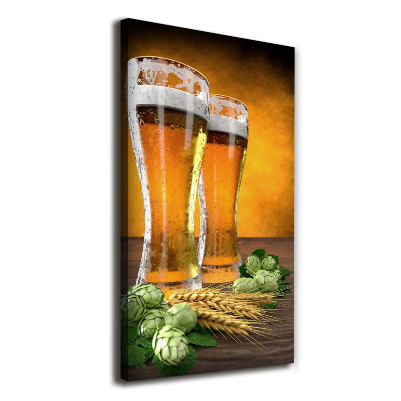 Two Glasses of Beer 1 Piece Wrapped Canvas Wall Art