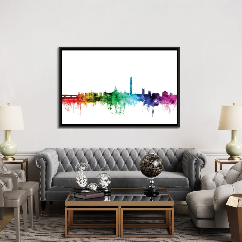 «Rainbow Skyline Series»: Washington, D.C., États-Unis, reproduction d'art sur toile tendue, H 40 po x l 60 po x P 1,5 po