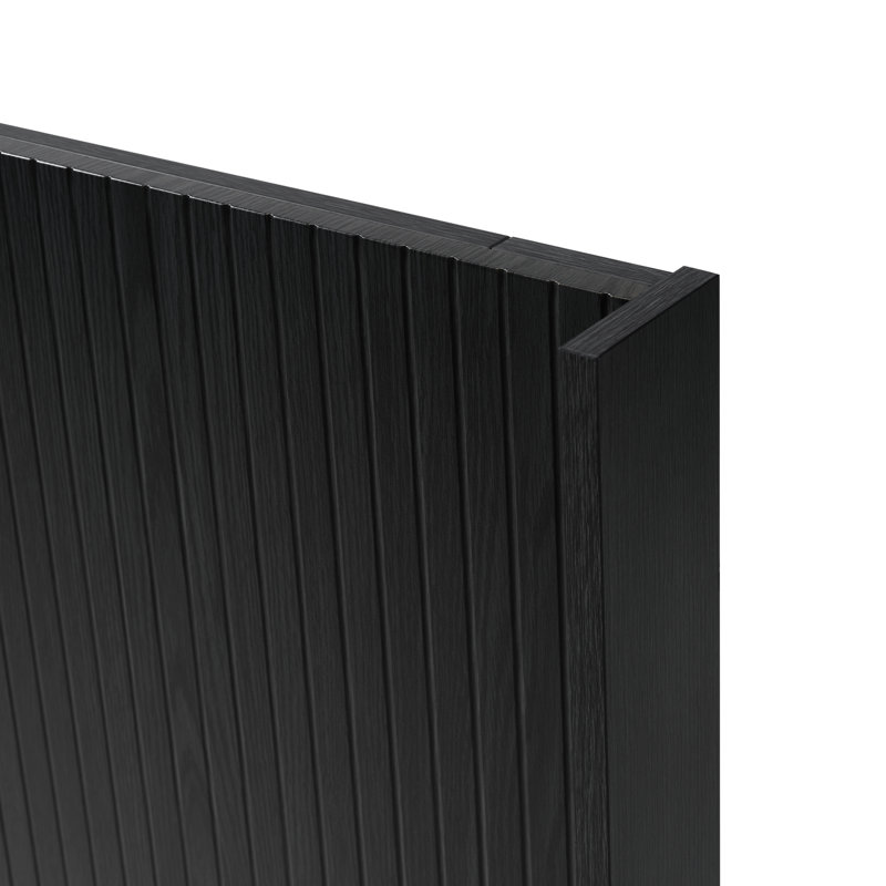 64.4" Wide Black Oak Wood Headboard For Queen's , Modern Wall Mounted Fluted Wingback Design Method, Elegant Real Makeup, Contemporary 3D Fabricated Appearance, And Fast To Put Together Headboard,