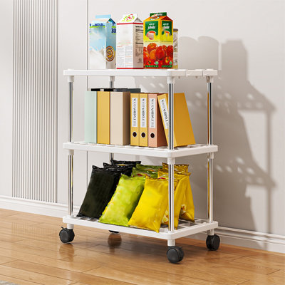 Large Floor Shelving Unit Mobile Storage Cart Adjustable Tier Shelves Kitchen And  Bathroom Organizer Snack Storage Rack