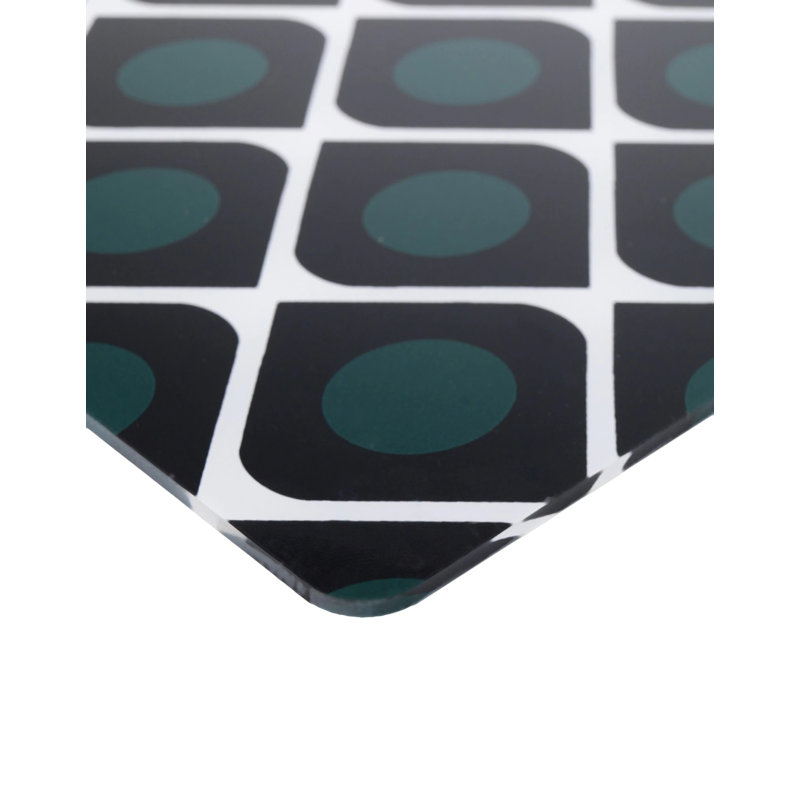 Olive and Black Geometric Hard Plastic Table Mats, Set of 4