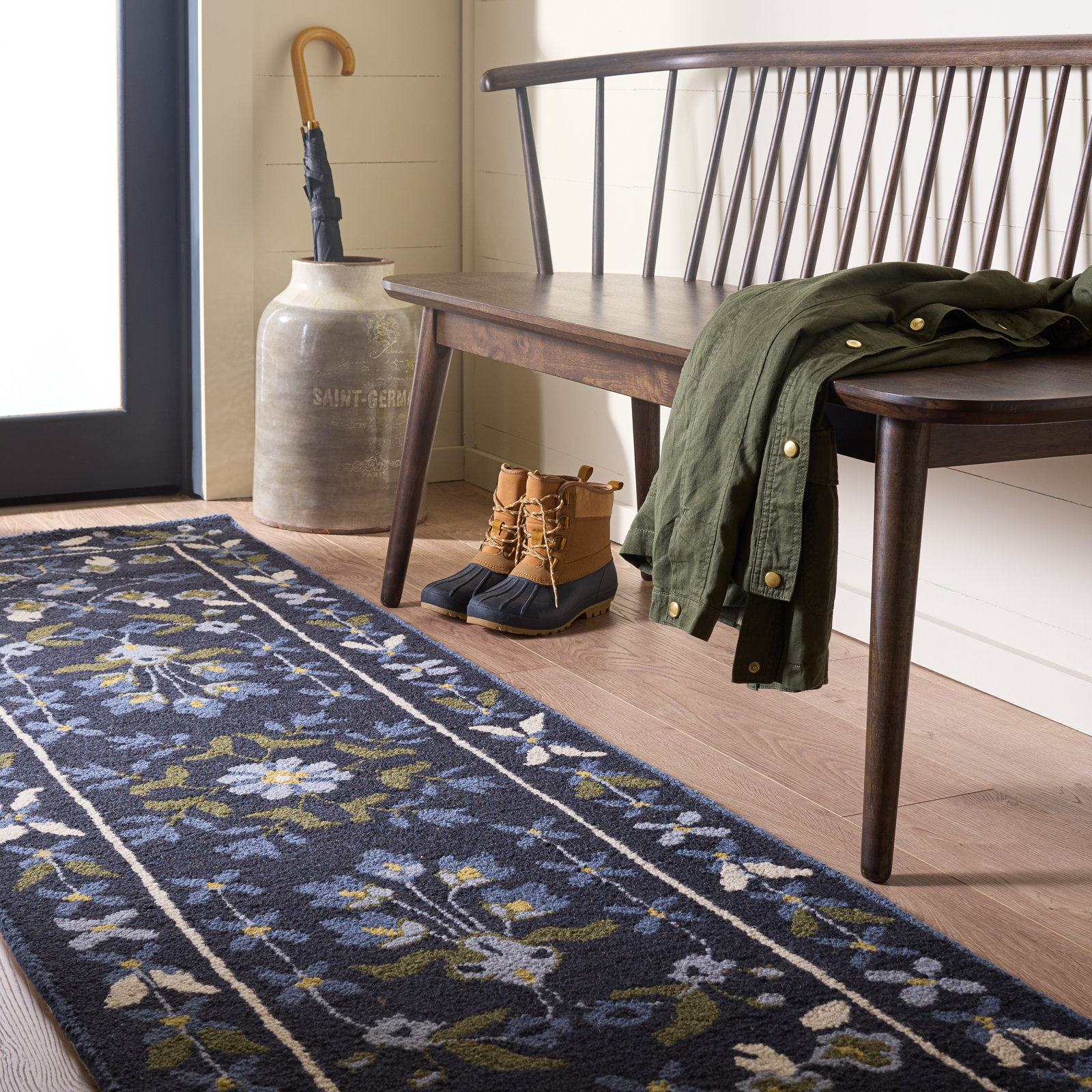 Hand-Tufted Wool Floral Outdoor Rug, Runner 2'3" x 8'