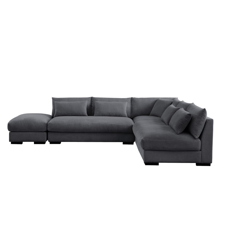 Sectional, Gray Corduroy