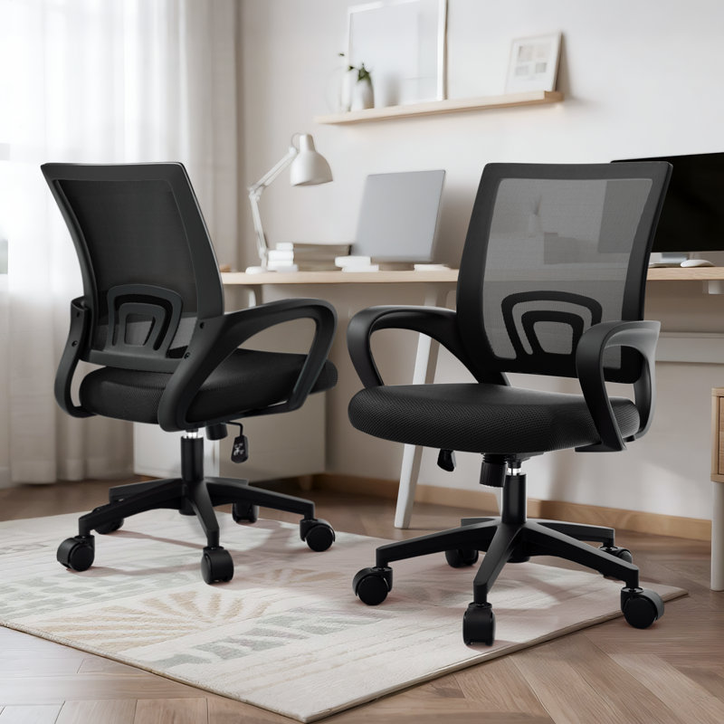 Mesh Office Chairs Adjustable Computer Desk Chairs Swivel Ergonomic Task Chairs With Lumbar Support, Black