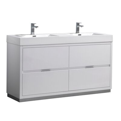 Formosa Fresca 60"" Free-Standing Double Sink Modern Bathroom Vanity Set -  FCB8460WH-D-I