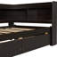 Lit simple avec bibliothèques en L et tiroirs de rangement, lit électrique de taille pin, 2 prises de courant, bois durable-388812983
