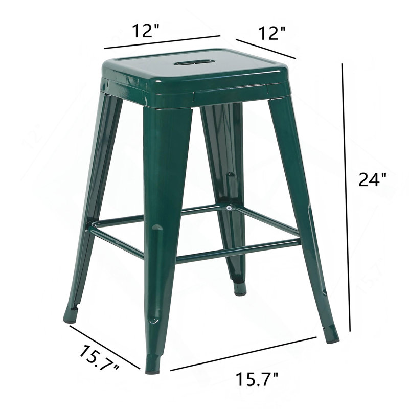 Tabouret à hauteur de comptoir 24 po, tabourets de bar en métal sans dossier, ensemble de 4, non empilable, amovible et facile à assembler, conception peu encombrante pour îlot de cuisine / bar / café / salle à manger