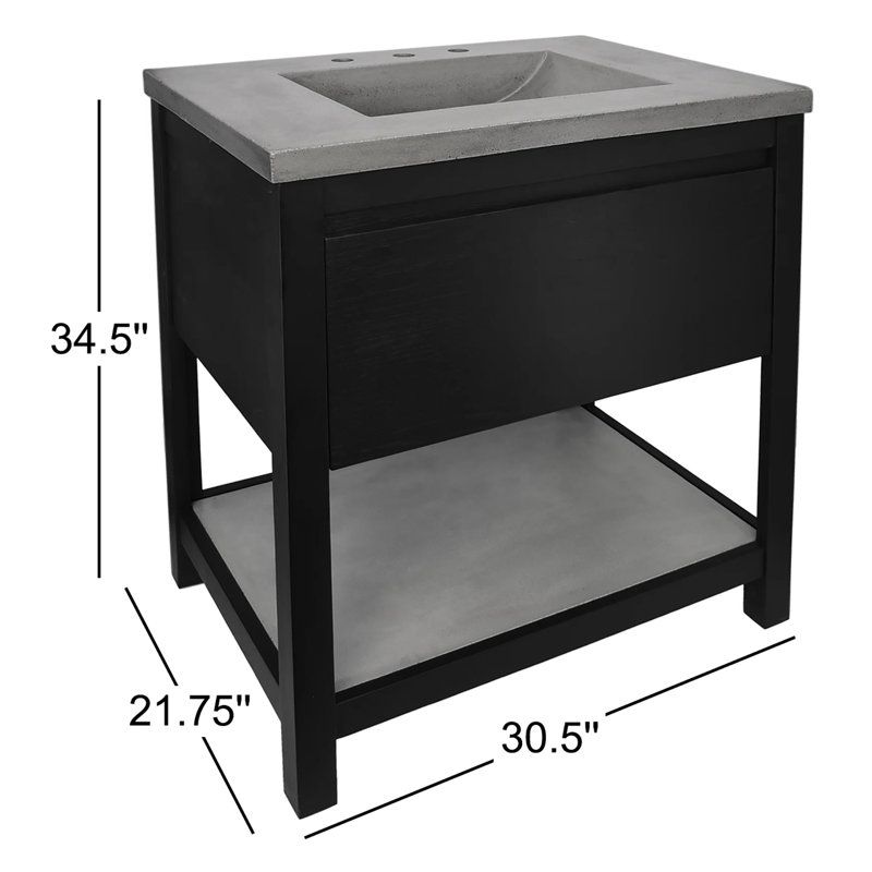 Solace 30.5" Single Bathroom Vanity Set, Midnight Oak, Ash, Ash