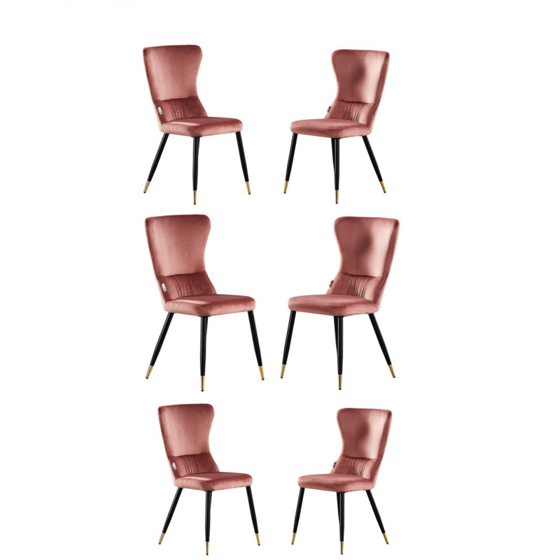 Hartshorne Velvet Dining Chairs - Ergonomic Curved Back with Metal Legs -  Side Chair for Dining Room Kitchen Living Room, 6