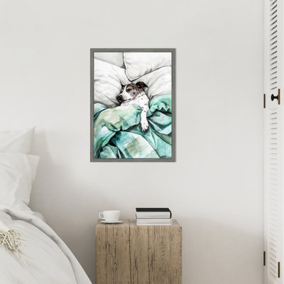 Dogs Life Tucked In by Ilora Framed Canvas Wall Art Print