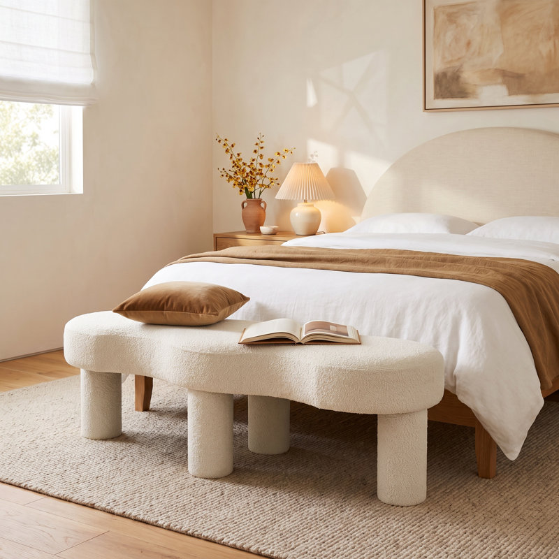 Leigha Polyester and Boucle Upholstered Bench