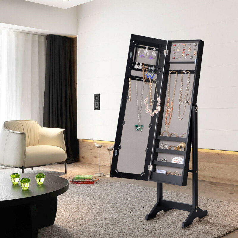 Armoire à bijoux avec miroir Berglund, Noir