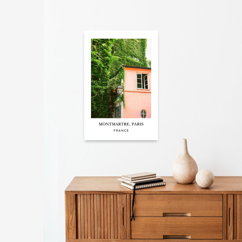 Montmartre Travel Poster Classic Vibrant Contemporary Ivy Architecture City Wall Art Print 1 Piece Wrapped Canvas Wall Art